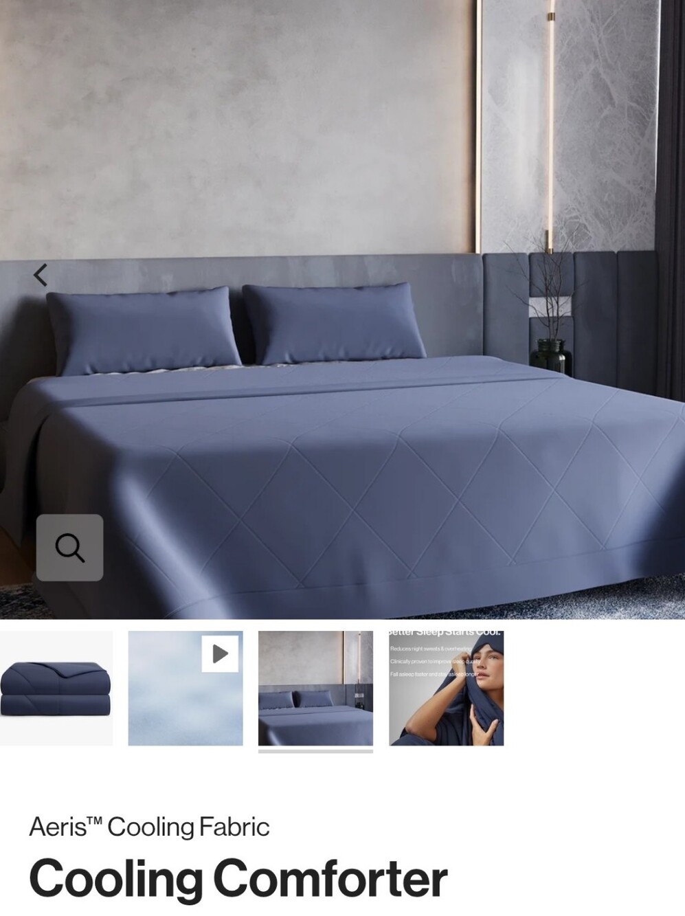 Dore & Rose Aeris Cooling Comforter in Slate Blue - Lightweight Cooling Bedding